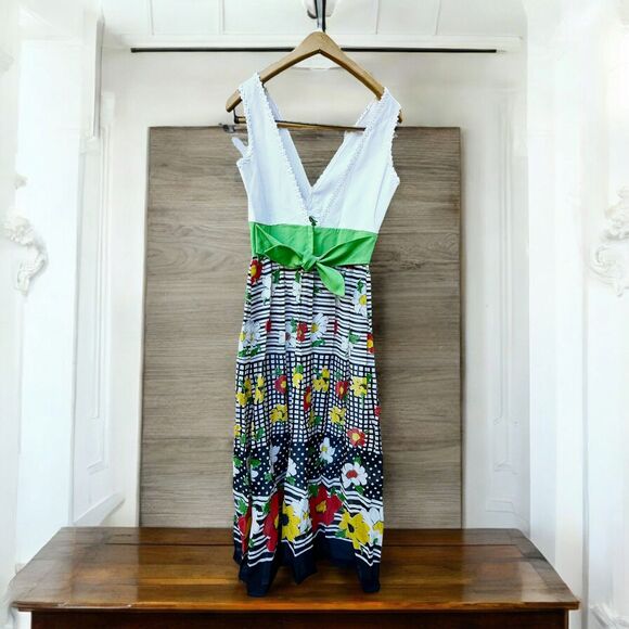 Multicolored Sleeveless V-Neck Maxi Sundress - Picture 12 of 16